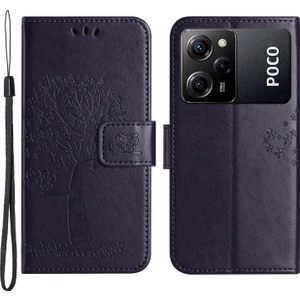 Lr Joyful Xiaomi Poco X5 Pro 5g / Redmi Note 12 Pro Speed ​​5g / Note 12 Pro 5g Baykuş Ağacı Baskılı Pu Deri Stand Kılıfı Damla Geçirmez Cep Telefonu Cüzdan Kapağı (Yurt Dışından)