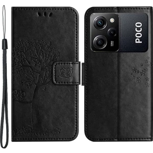 Lr Joyful Xiaomi Poco X5 Pro 5g / Redmi Note 12 Pro Speed ​​5g / Note 12 Pro 5g Baykuş Ağacı Baskılı Pu Deri Stand Kılıfı Damla Geçirmez Cep Telefonu Cüzdan Kapağı (Yurt Dışından)