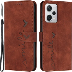 Lr Joyful Xiaomi Redmi Note 12 Pro Plus 5g / Note 12 Explorer 5g Deri Telefon Kapak Kalp Şekli Telefon Stand Cüzdan Kılıfı Kayış (Yurt Dışından)