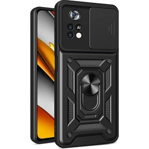 Xiaomi Redmi Note 12 Pro Kılıf Kamera Korumalı Sürgülü Yüzüklü Armor Military Tank Darbe Emici Kapak