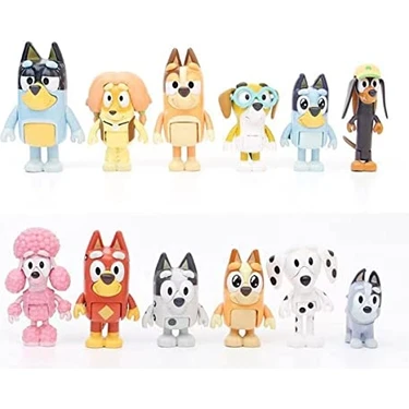 Hot Shopping 12'li Bluey Friends Collie Oyuncak Seti - Renkli (Yurt