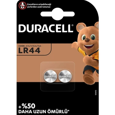 Melek Store Duracell LR44 1.5V Düğme Pil 2li