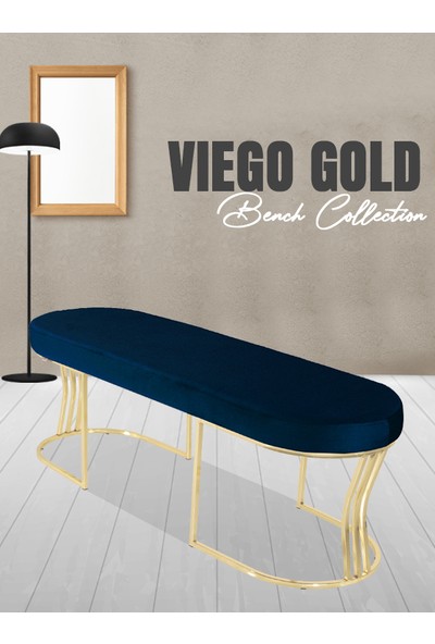 Gazzini Furniture Viego Gold Smooth-Kapitoneli Model Puf & Bench & Koltuk-Oturak-Uzun Makyaj Puff-Yatak Odası Ucu &önü