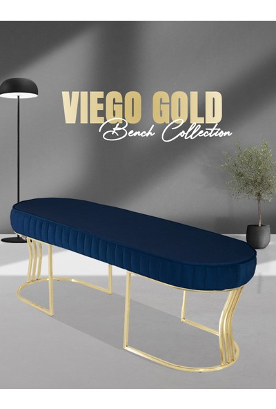 Gazzini Furniture Viego Gold Striped-Kapitoneli Chester Model Puf & Bench & Koltuk & Uzun Makyaj Puff & Yatak Ucu &önü