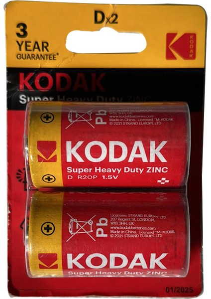 Kodak Super Heavy Duty D Boy (R20) Pil 2li Paket