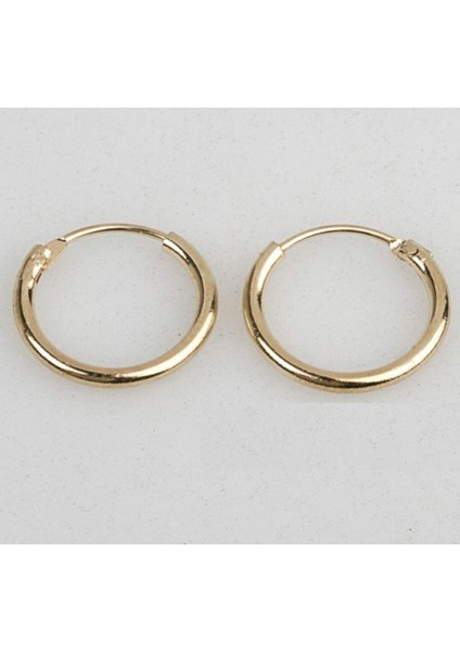 Gümüş Halka Küpe Rose Kaplama 925 Ayar Gümüş Halka Küpe 12 mm