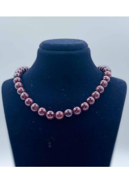 Lal Garnet Doğal Taş Kolye 8 mm Küre Kesim