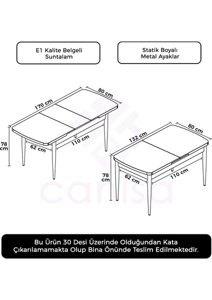 Concept Via Açılabilir Mutfak Masası-Yemek Masası Beyaz