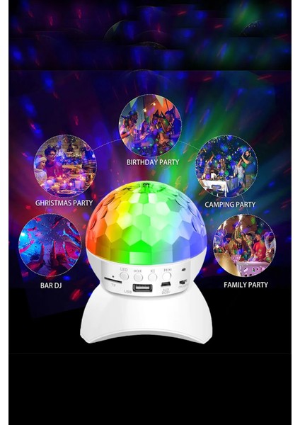Hoparlör Dönen Işıklı Disco Sahne Ensiga Disko Topu Bluetooth USB LED Işıklı Mp3 fiyatları