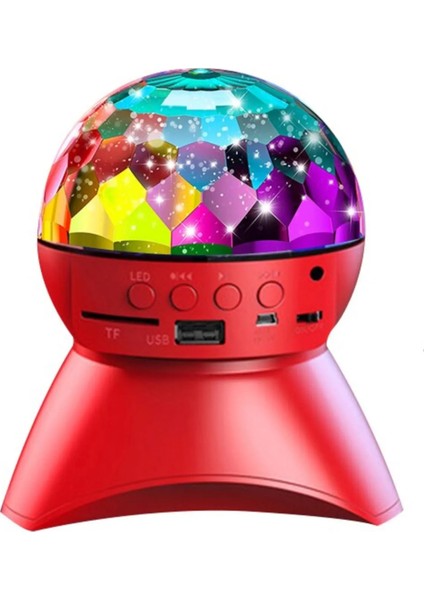 Hoparlör Dönen Işıklı Disco Sahne Ensiga Disko Topu Bluetooth USB LED Işıklı Mp3