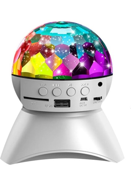 Hoparlör Dönen Işıklı Disco Sahne Ensiga Disko Topu Bluetooth USB LED Işıklı Mp3