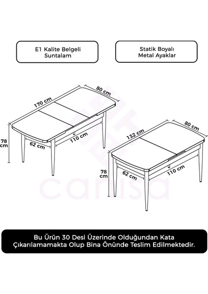 Concept Via Açılabilir Mutfak Masası-Yemek Masası Siyah Mermer Desen