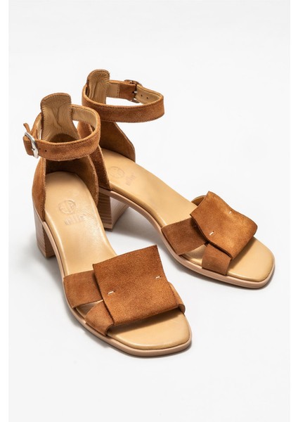 Taba Deri Kadın Topuklu Sandalet fiyatları