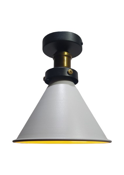 Retro Rustik Beyaz Içi Altın Plofonyer Avize Armatür 18 cm En