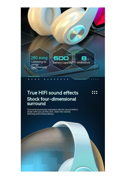 Xystarry Işıklarlandırıcı Başlı Subwoofer Kablosuz Spor Oyun Bluetooth Kulaklık () (Yurt Dışından) fiyatları