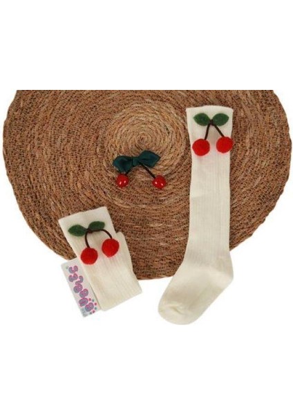 Kiraz Figürlü Çocuk Diz Altı Çorap indirimleri