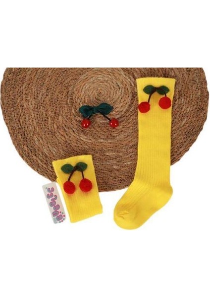 Kiraz Figürlü Çocuk Diz Altı Çorap fiyatları