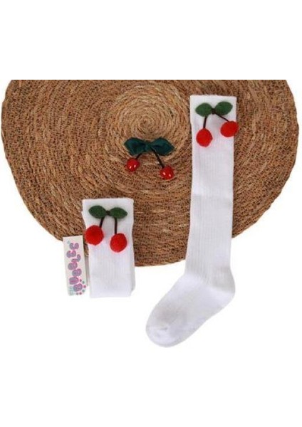 Kiraz Figürlü Çocuk Diz Altı Çorap fırsatları