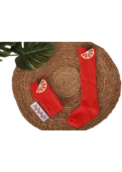 Limon Figürlü Çocuk Diz Altı Çorap