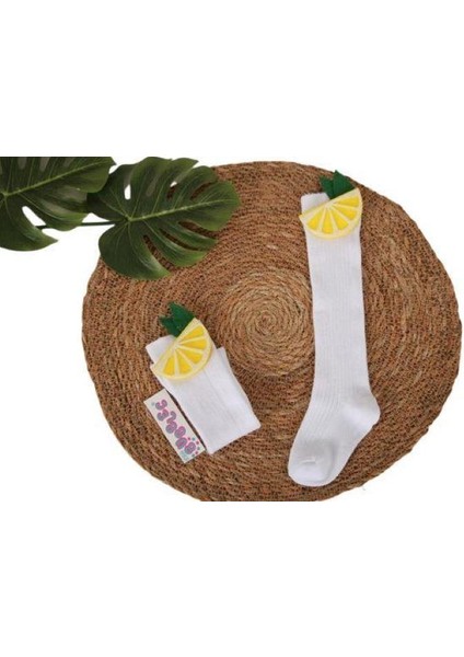 Limon Figürlü Çocuk Diz Altı Çorap modelleri