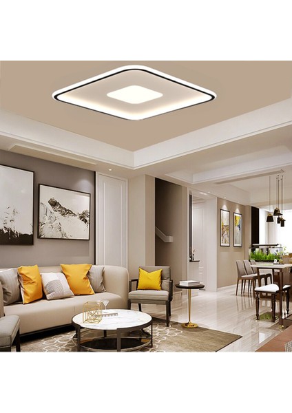 CL54101-K Siyah 60X60CM Kare Içi Kare LED Tavan Lambası,avize,modern Aydınlatma, 3000K