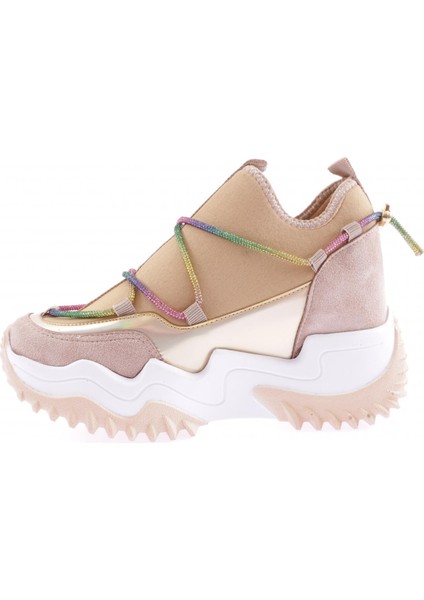 Z94 23Y Kadin Mega Kalin Taban Simli Ip Detayli Sneakers Ayakkabi