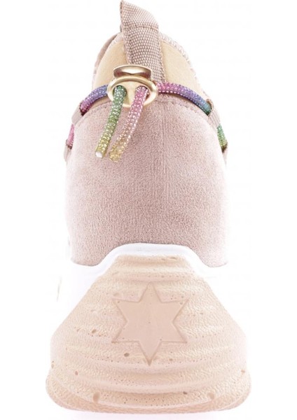 Z94 23Y Kadin Mega Kalin Taban Simli Ip Detayli Sneakers Ayakkabi
