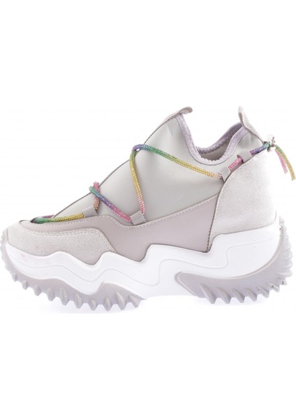 Z94 23Y Kadin Mega Kalin Taban Simli Ip Detayli Sneakers Ayakkabi