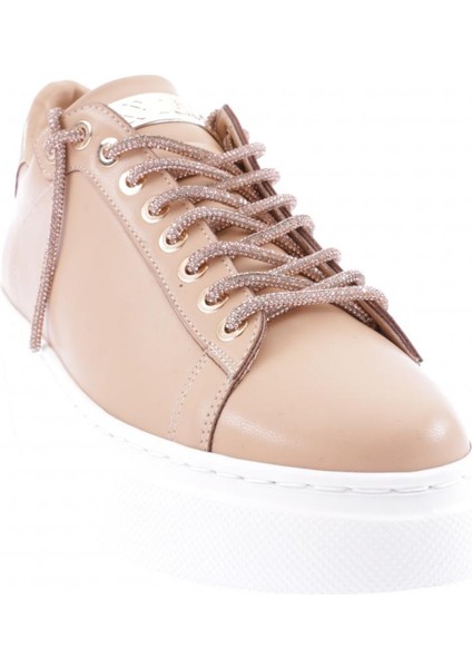 ES854-23Y Kadin Kalin Taban Silver Taş Bağcikli Sneakers Ayakkabi
