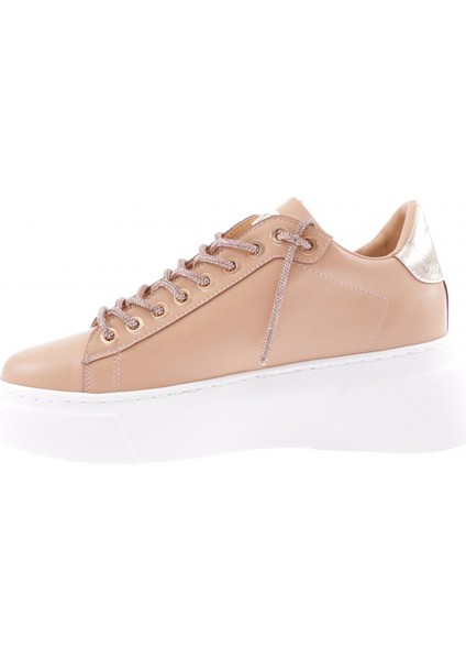 ES854-23Y Kadin Kalin Taban Silver Taş Bağcikli Sneakers Ayakkabi