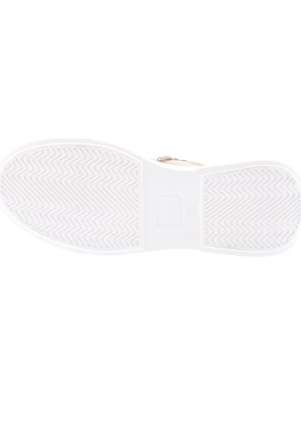ES854-23Y Kadin Kalin Taban Silver Taş Bağcikli Sneakers Ayakkabi