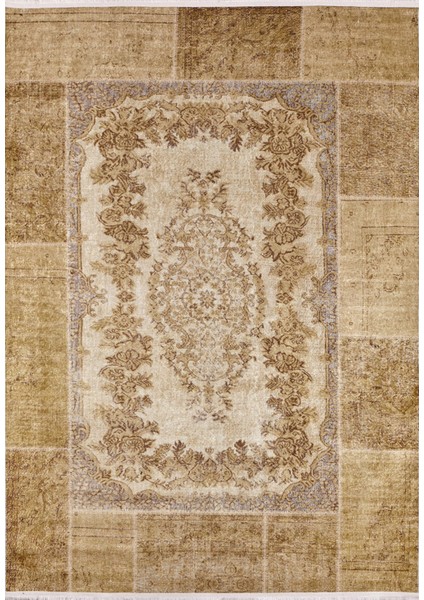 Derbent Gold Patchwork Dijital Baskı Halı