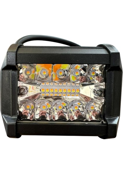 Beyaz Sarı LED Çakarlı Off Road Sis Farı Çalışma Lambası 18 LED 12-24V