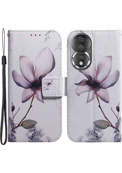 Honor Için 80 5g Pu Deri Stand Telefon Kılıf Desen Baskı Kayış ile Anti-Drop Cüzdan Kapağı (Yurt Dışından)