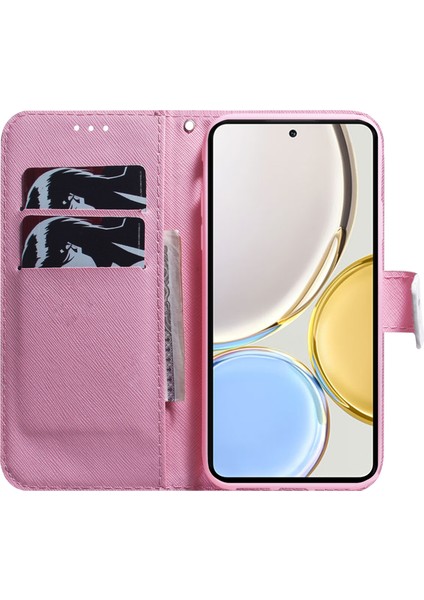 Honor Için 80 5g Pu Deri Stand Telefon Kılıf Desen Baskı Kayış ile Anti-Drop Cüzdan Kapağı (Yurt Dışından)