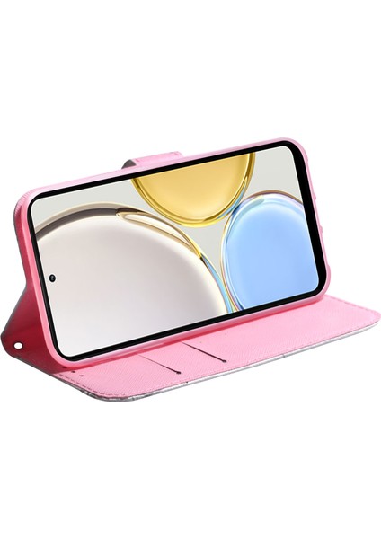 Honor Için 80 5g Pu Deri Stand Telefon Kılıf Desen Baskı Kayış ile Anti-Drop Cüzdan Kapağı (Yurt Dışından)
