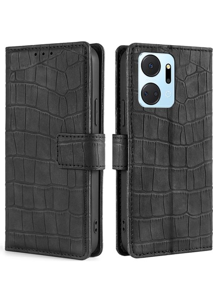 Honor X7A 5g Cilt Touch Hissed Hisset Telefon Kılıfı Timsah Doku Pu Deri Cüzdan Stand Anti-Fall Kapak (Yurt Dışından)