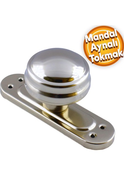 Mandal Aynalı Kapı Tokmağı Topuzu Kolu Metal Tokmak Nikel