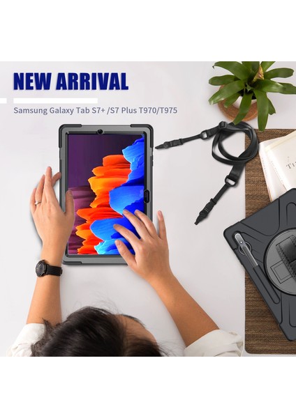 Samsung T970 Galaxy Tab S7 Plus Tablet Kılıfı T97 5 Ikisi Bir Arada Düşme Önleyici Stand (Yurt Dışından)