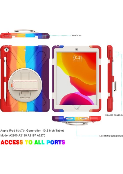 Kalem Yuvalı iPad 10.2 Tablet Kılıfı El Döner Standı Ipad7/8 Renkli Kılıf (Yurt Dışından) fırsatları