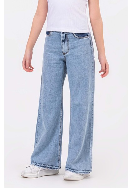 Çocuk Kız Bol Paça Kot Pantolon D Hopi Kids - Mavi - 9-10 Yaş