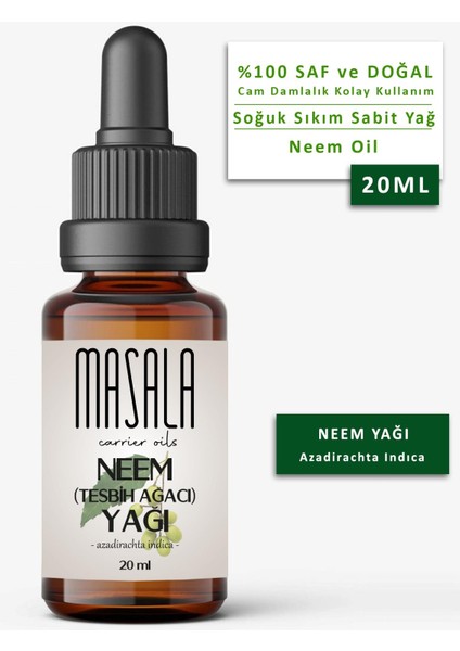 Tesbih Ağacı Yağı 20 ml  Soğuk Pres Neem Yağı (Neem Carrier Oil)