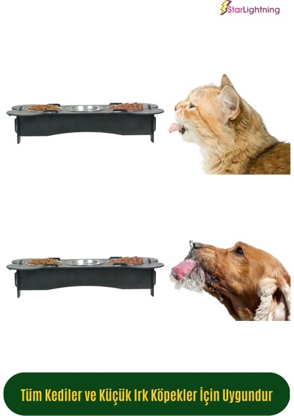 Büyük Ahşap Kedi Mama Kabı Standı Siyah Premium Boyalı Paslanmaz Çelik Kaseli Kemikli Model indirimleri