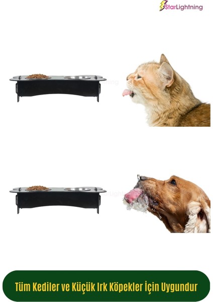 Ahşap Kedi Mama Kabı Standı Siyah Premium Boyalı Paslanmaz Çelik Kaseli Kemikli Model indirimleri