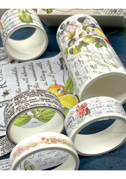 Soft Bahar Temalı 6'lı Washi Bant Set Washi Tape Bullet Journal Scrapbook