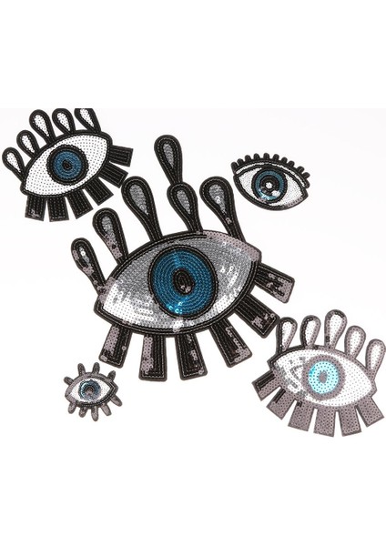 5pcs Gözler Şekilli Payetler Yama Aplike Kumaş Rozeti Dikiş El Sanatları Dekoru (Yurt Dışından)