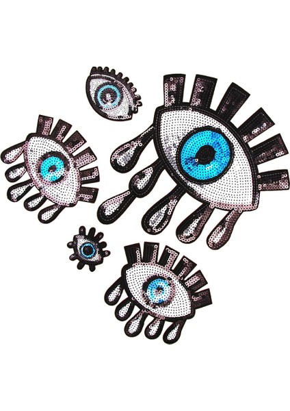 5pcs Gözler Şekilli Payetler Yama Aplike Kumaş Rozeti Dikiş El Sanatları Dekoru (Yurt Dışından) modelleri