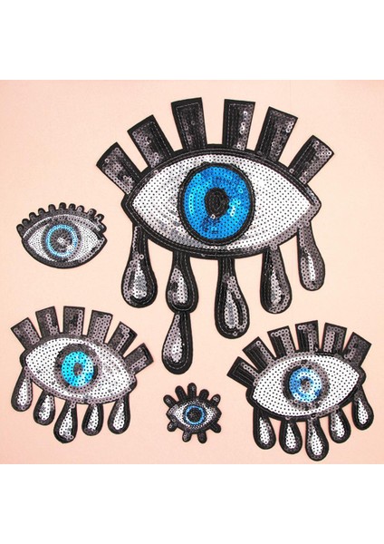 5pcs Gözler Şekilli Payetler Yama Aplike Kumaş Rozeti Dikiş El Sanatları Dekoru (Yurt Dışından) indirimleri