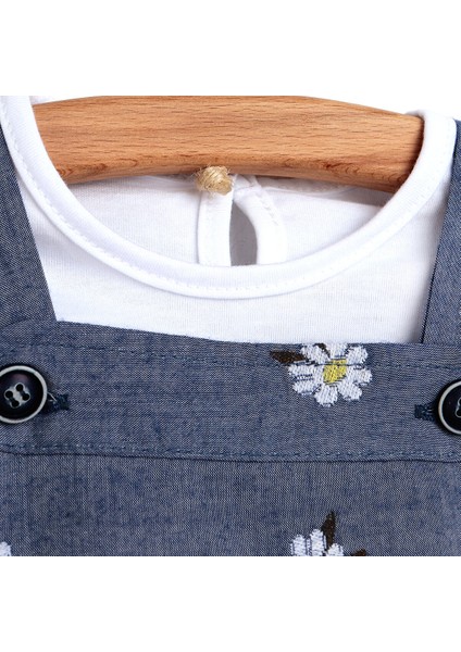 HelloBaby Basic Kız Bebek Papatyalı Denim Salopet-Tshirt Takım fiyatları