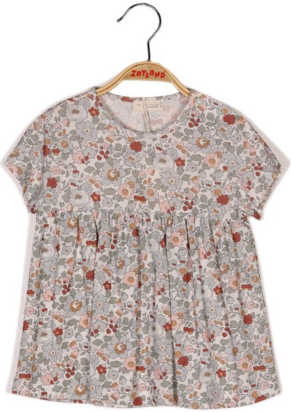 Kız Çocuk Çiçekli Baskılı Bluz